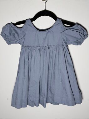 100% Cotton Lele for Kids Toddler Girls Cold-Shoulder Dress in Dusty Blue